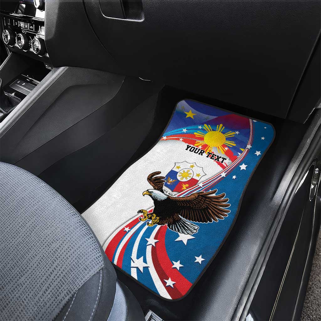 Personalized Filipino-American Car Mats The Eight-Rayed Sun with Bald Eagle LT9 - Polynesian Pride