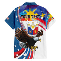 Personalized Filipino-American Family Matching Off The Shoulder Long Sleeve Dress and Hawaiian Shirt The Eight-Rayed Sun with Bald Eagle LT9 - Polynesian Pride