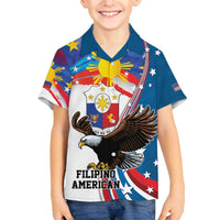 Personalized Filipino-American Family Matching Off Shoulder Short Dress and Hawaiian Shirt The Eight-Rayed Sun with Bald Eagle
