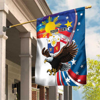 Personalized Filipino-American Garden Flag The Eight-Rayed Sun with Bald Eagle LT9 House Flag Blue - Polynesian Pride