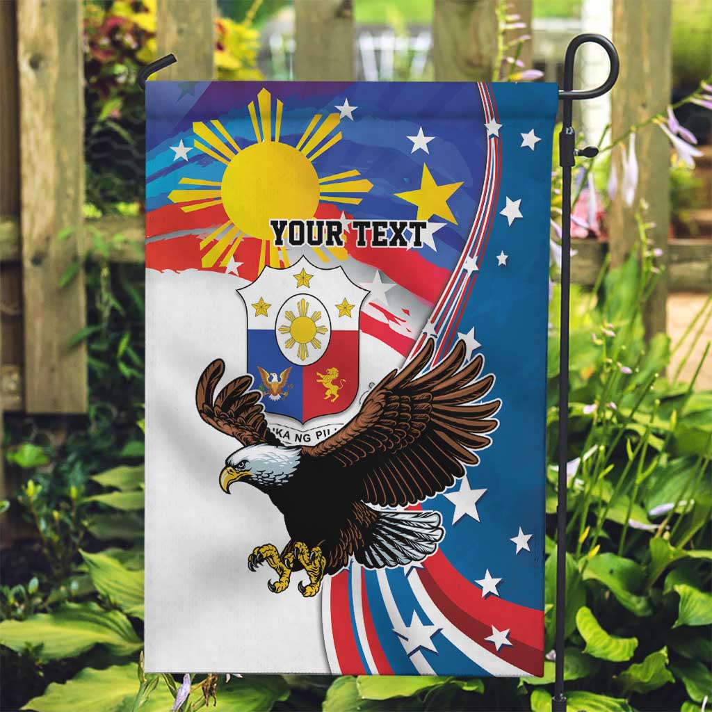 Personalized Filipino-American Garden Flag The Eight-Rayed Sun with Bald Eagle LT9 Garden Flag Blue - Polynesian Pride