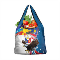 Personalized Filipino-American Grocery Bag The Eight-Rayed Sun with Bald Eagle LT9 1-pack One Size Blue - Polynesian Pride