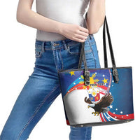 Personalized Filipino-American Leather Tote Bag The Eight-Rayed Sun with Bald Eagle LT9 - Polynesian Pride