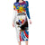 Personalized Filipino-American Long Sleeve Bodycon Dress The Eight-Rayed Sun with Bald Eagle