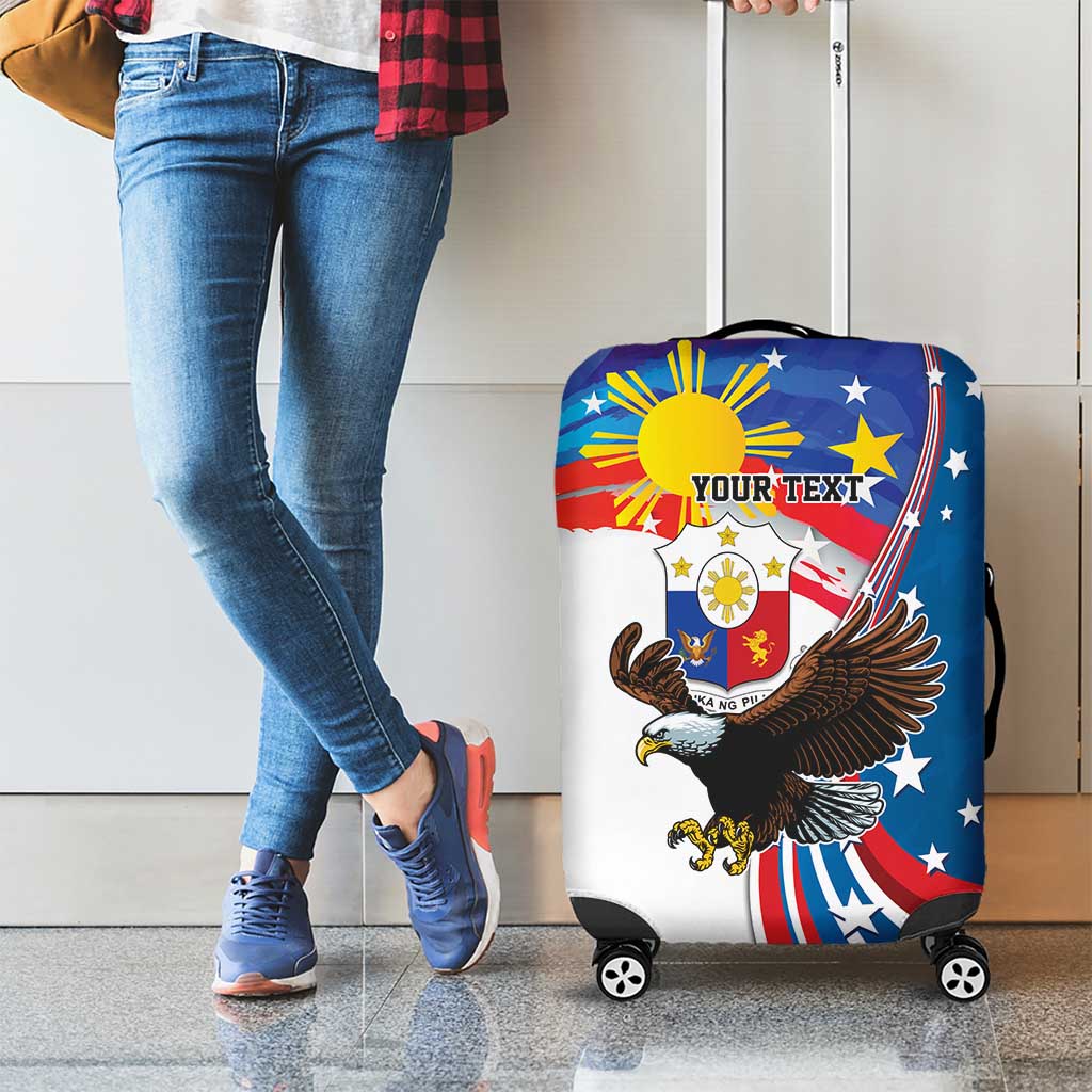 Personalized Filipino-American Luggage Cover The Eight-Rayed Sun with Bald Eagle