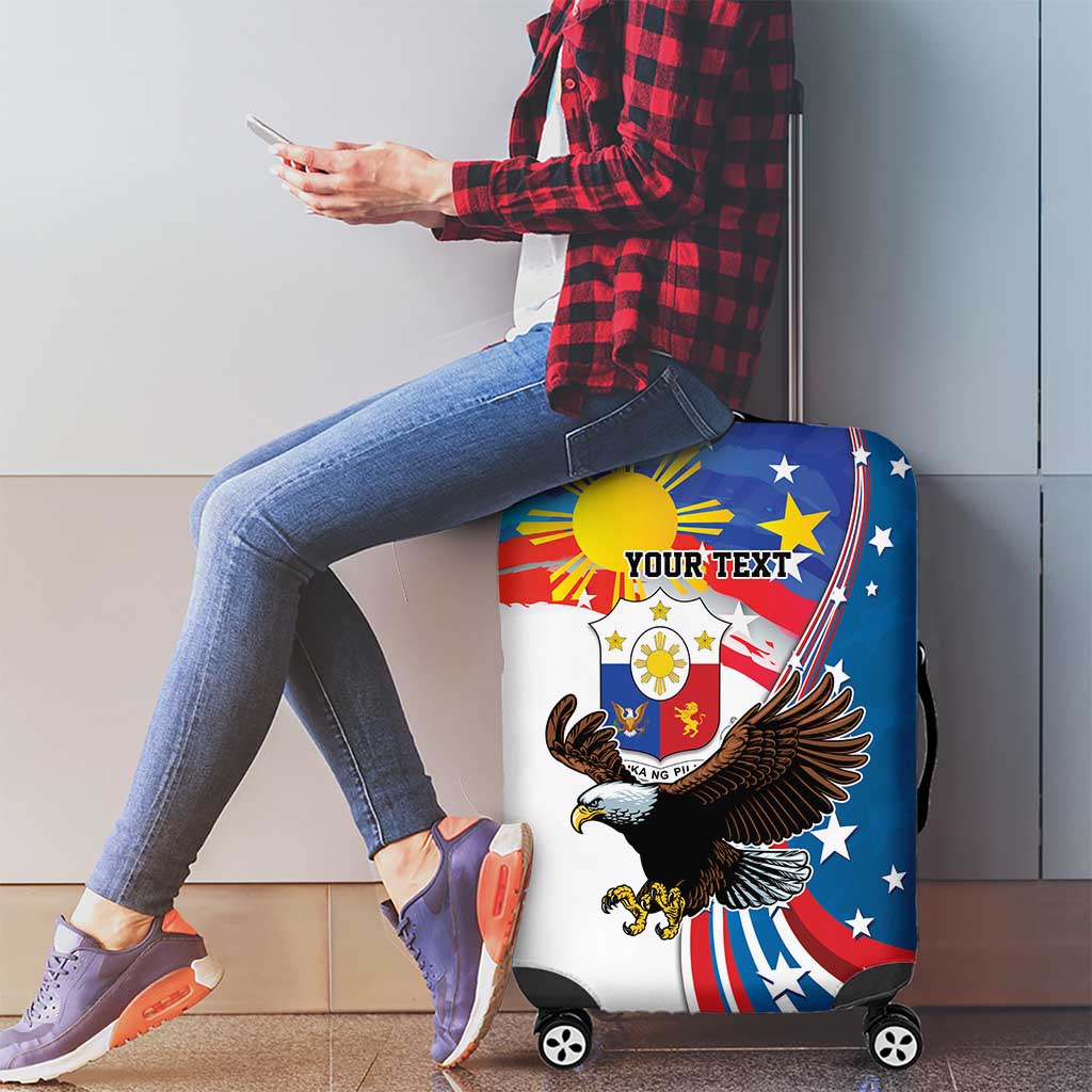 Personalized Filipino-American Luggage Cover The Eight-Rayed Sun with Bald Eagle