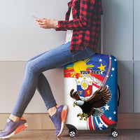 Personalized Filipino-American Luggage Cover The Eight-Rayed Sun with Bald Eagle