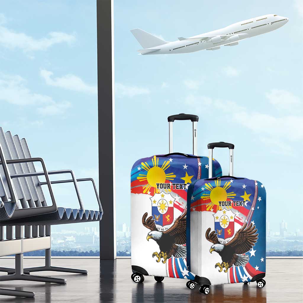 Personalized Filipino-American Luggage Cover The Eight-Rayed Sun with Bald Eagle