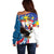 Personalized Filipino-American Off Shoulder Sweater The Eight-Rayed Sun with Bald Eagle