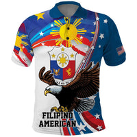Personalized Filipino-American Polo Shirt The Eight-Rayed Sun with Bald Eagle