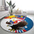 Personalized Filipino-American Round Carpet The Eight-Rayed Sun with Bald Eagle