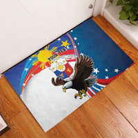 Personalized Filipino-American Rubber Doormat The Eight-Rayed Sun with Bald Eagle LT9 - Polynesian Pride