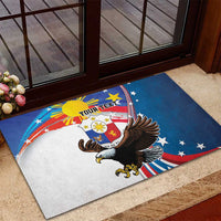 Personalized Filipino-American Rubber Doormat The Eight-Rayed Sun with Bald Eagle LT9 - Polynesian Pride