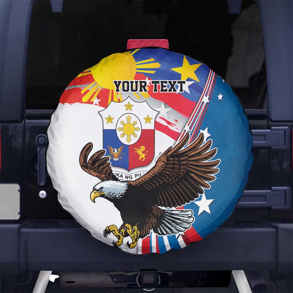 Personalized Filipino-American Spare Tire Cover The Eight-Rayed Sun with Bald Eagle LT9 - Polynesian Pride