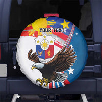 Personalized Filipino-American Spare Tire Cover The Eight-Rayed Sun with Bald Eagle LT9 - Polynesian Pride