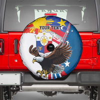Personalized Filipino-American Spare Tire Cover The Eight-Rayed Sun with Bald Eagle LT9 - Polynesian Pride