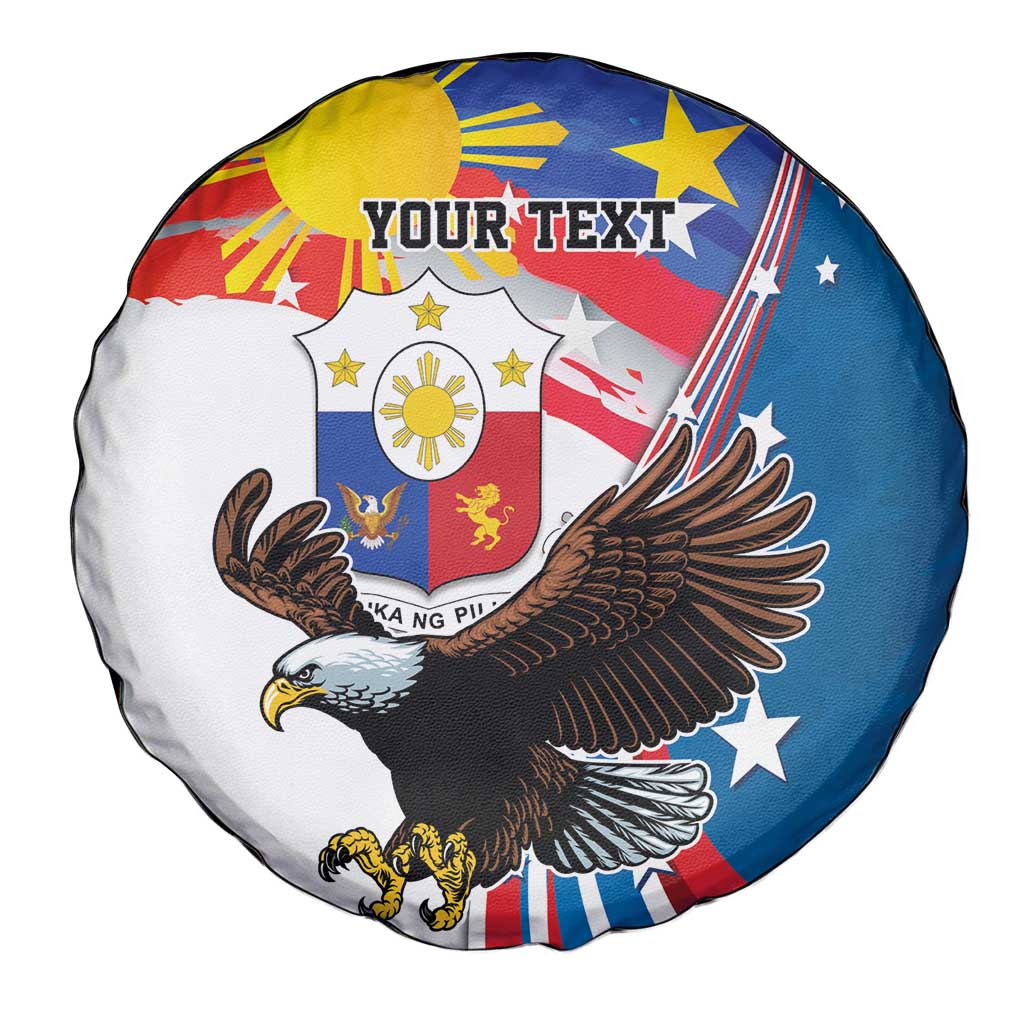 Personalized Filipino-American Spare Tire Cover The Eight-Rayed Sun with Bald Eagle LT9 - Polynesian Pride