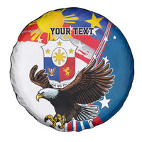 Personalized Filipino-American Spare Tire Cover The Eight-Rayed Sun with Bald Eagle LT9 - Polynesian Pride
