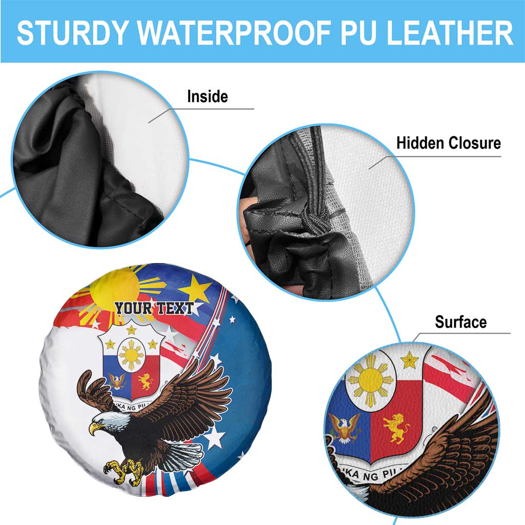 Personalized Filipino-American Spare Tire Cover The Eight-Rayed Sun with Bald Eagle LT9 - Polynesian Pride