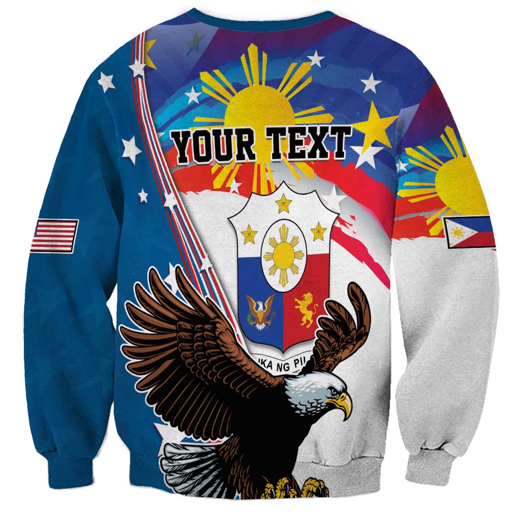 Personalized Filipino-American Sweatshirt The Eight-Rayed Sun with Bald Eagle LT9 - Polynesian Pride