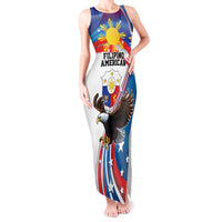Personalized Filipino-American Tank Maxi Dress The Eight-Rayed Sun with Bald Eagle LT9 Women Blue - Polynesian Pride