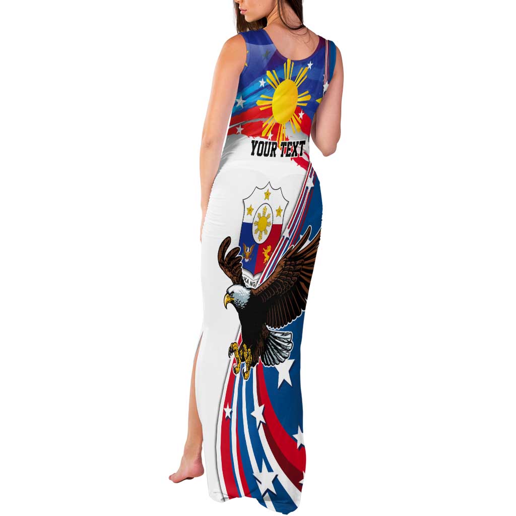 Personalized Filipino-American Tank Maxi Dress The Eight-Rayed Sun with Bald Eagle LT9 - Polynesian Pride