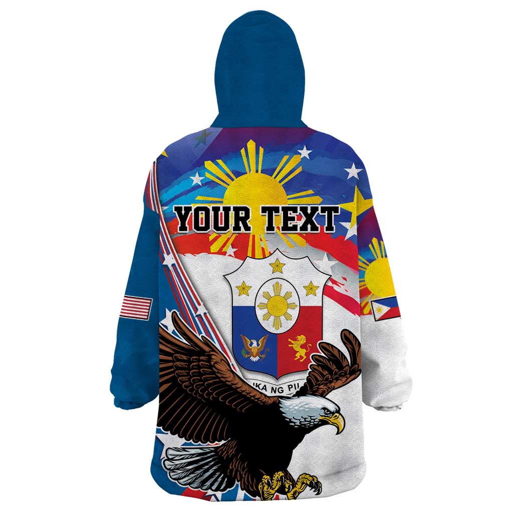 Personalized Filipino-American Wearable Blanket Hoodie The Eight-Rayed Sun with Bald Eagle LT9 - Polynesian Pride