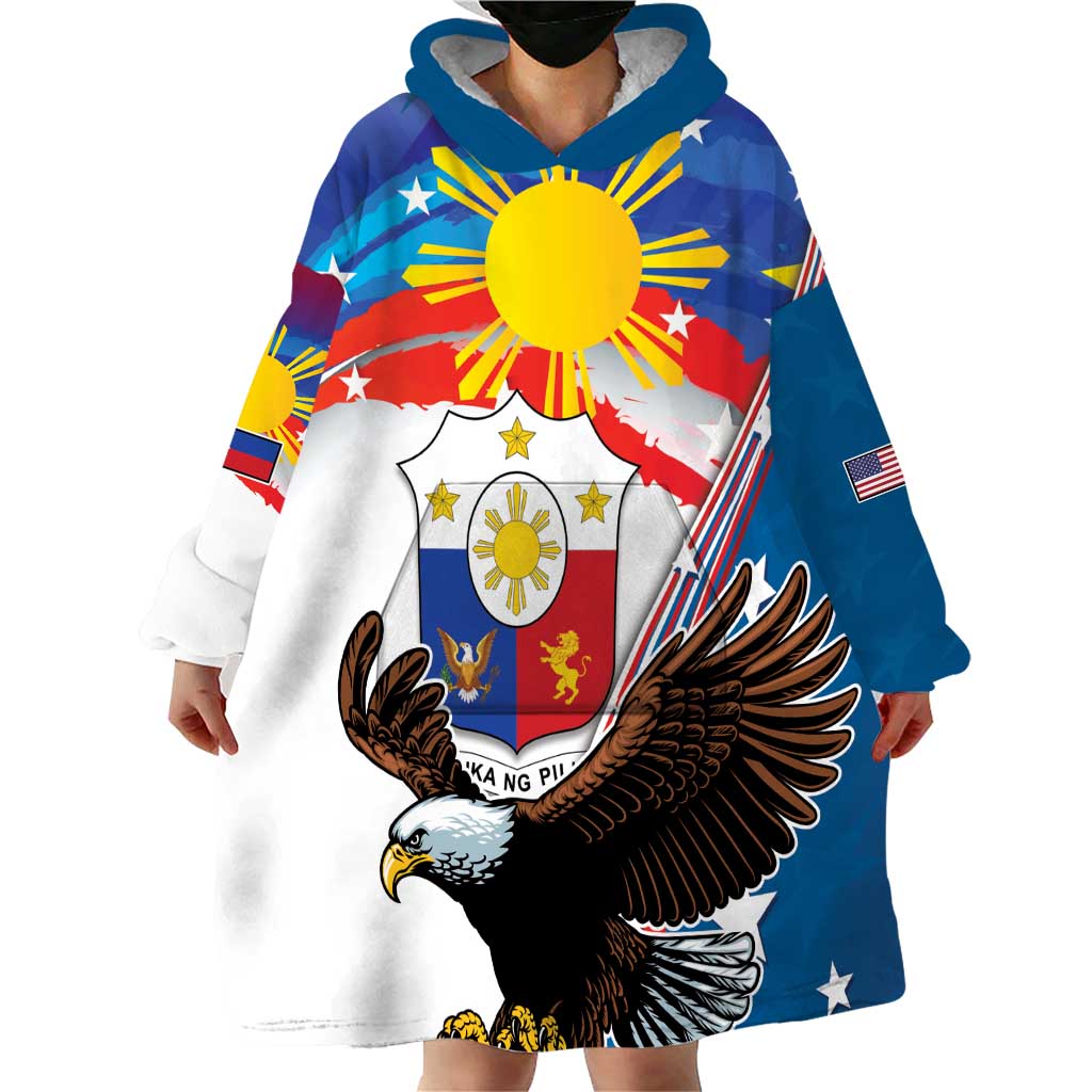 Personalized Filipino-American Wearable Blanket Hoodie The Eight-Rayed Sun with Bald Eagle LT9 - Polynesian Pride