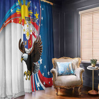 Personalized Filipino-American Window Curtain The Eight-Rayed Sun with Bald Eagle LT9 - Polynesian Pride