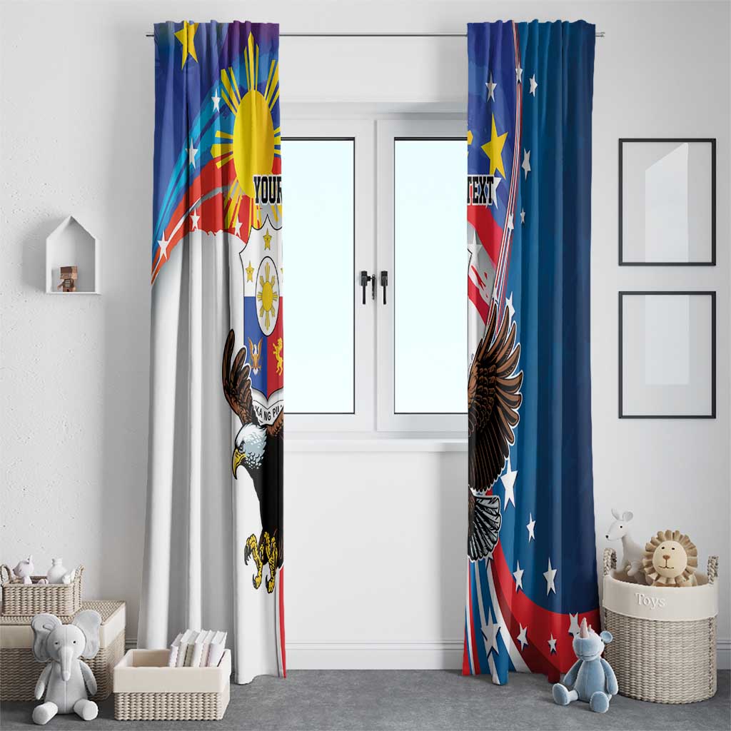 Personalized Filipino-American Window Curtain The Eight-Rayed Sun with Bald Eagle LT9 - Polynesian Pride