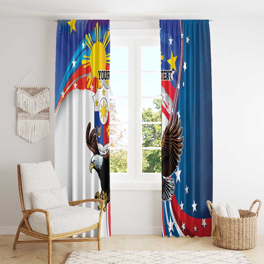 Personalized Filipino-American Window Curtain The Eight-Rayed Sun with Bald Eagle LT9 - Polynesian Pride
