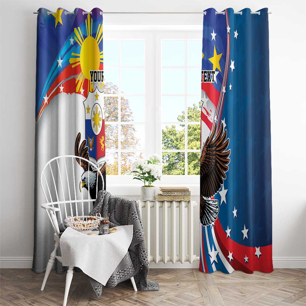 Personalized Filipino-American Window Curtain The Eight-Rayed Sun with Bald Eagle LT9 - Polynesian Pride