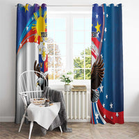 Personalized Filipino-American Window Curtain The Eight-Rayed Sun with Bald Eagle LT9 - Polynesian Pride