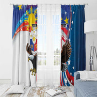 Personalized Filipino-American Window Curtain The Eight-Rayed Sun with Bald Eagle LT9 - Polynesian Pride