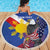 Personalized Filipino-American Beach Blanket Philippines Coat Of Arms with Bald Eagle