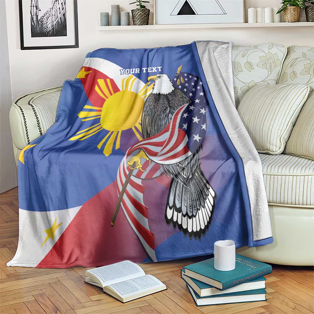 Personalized Filipino-American Blanket Philippines Coat Of Arms with Bald Eagle