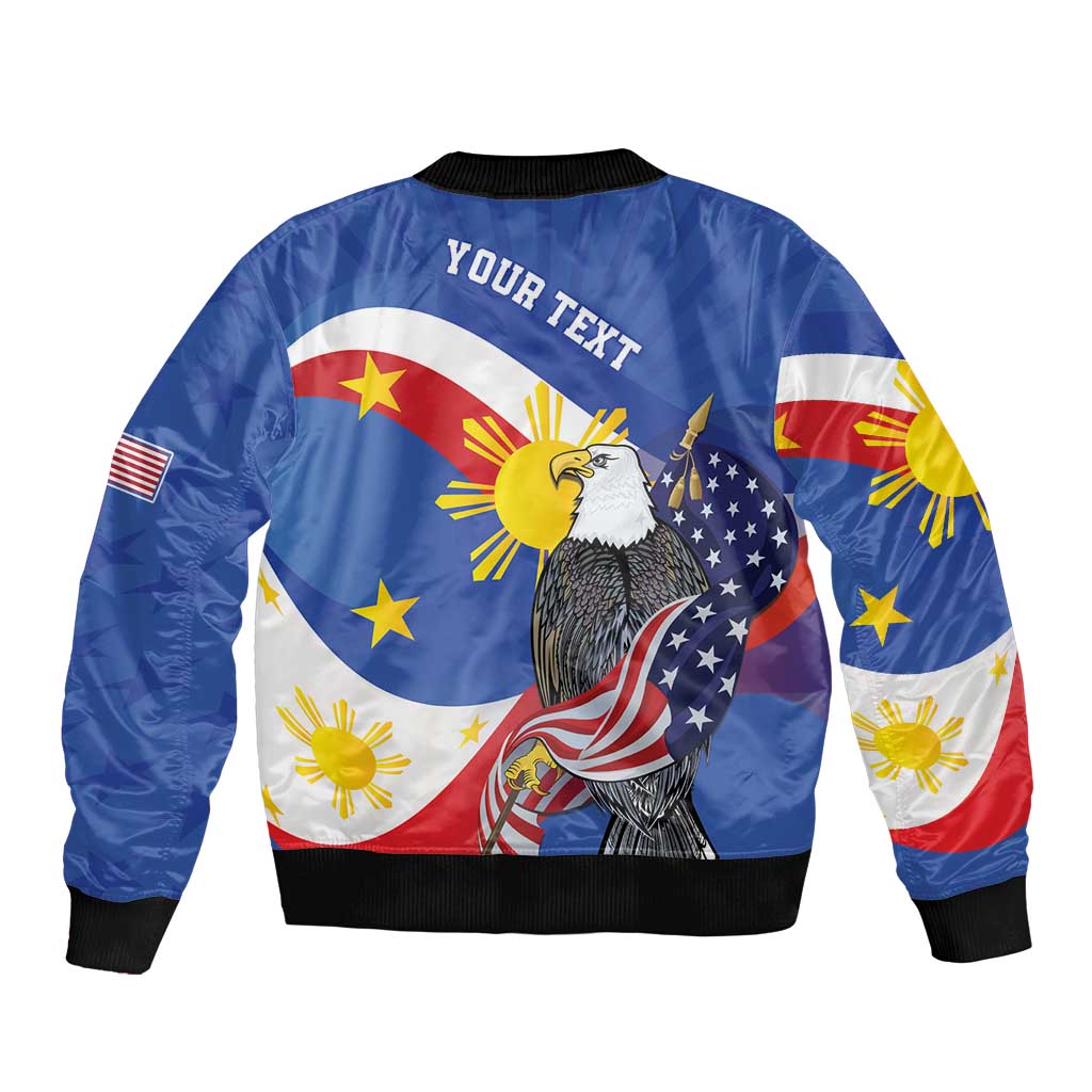 Personalized Filipino-American Bomber Jacket Philippines Coat Of Arms with Bald Eagle