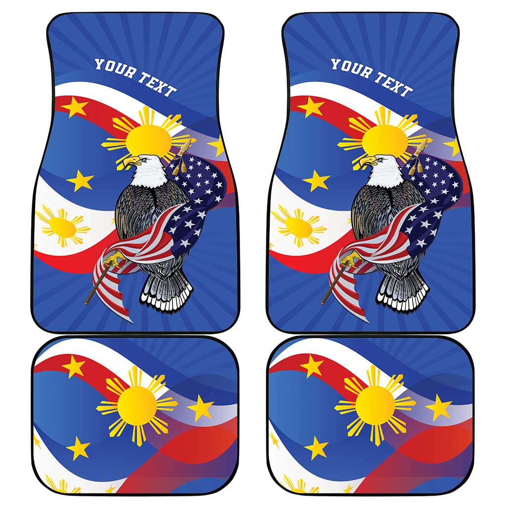 Personalized Filipino-American Car Mats Philippines Coat Of Arms with Bald Eagle