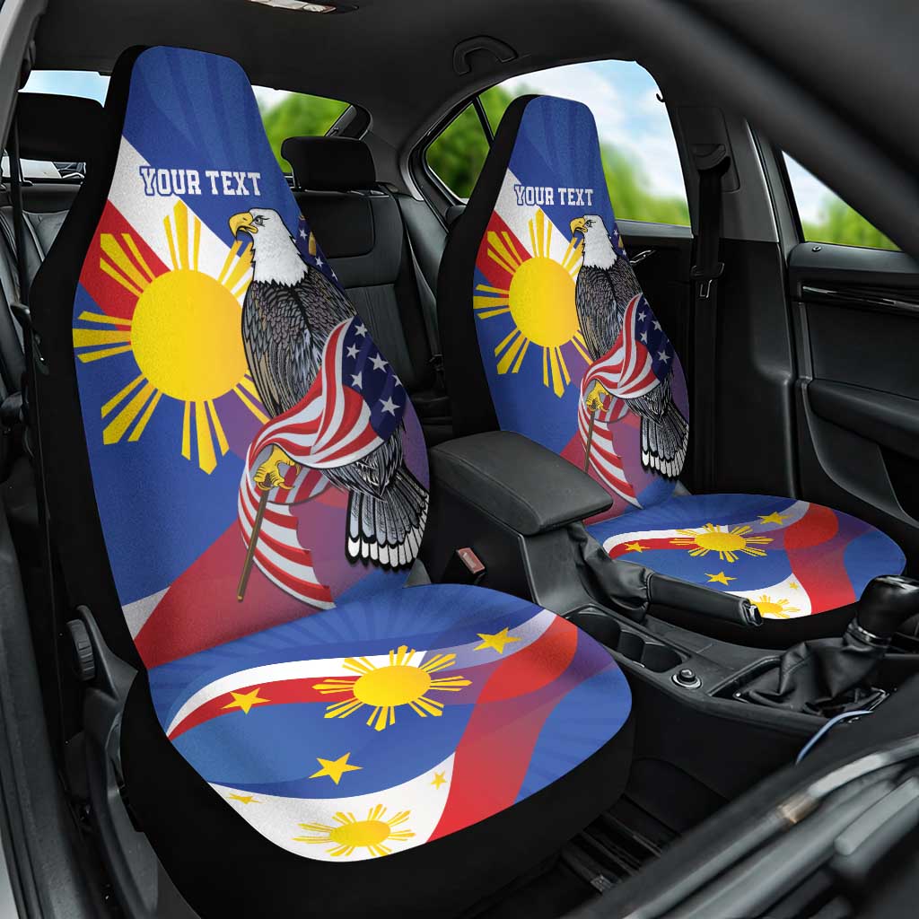 Personalized Filipino-American Car Seat Cover Philippines Coat Of Arms with Bald Eagle