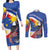 Personalized Filipino-American Couples Matching Long Sleeve Bodycon Dress and Long Sleeve Button Shirt Philippines Coat Of Arms with Bald Eagle