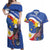 Personalized Filipino-American Couples Matching Off Shoulder Maxi Dress and Hawaiian Shirt Philippines Coat Of Arms with Bald Eagle