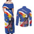 Personalized Filipino-American Couples Matching Off Shoulder Maxi Dress and Long Sleeve Button Shirt Philippines Coat Of Arms with Bald Eagle