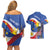 Personalized Filipino-American Couples Matching Off Shoulder Short Dress and Hawaiian Shirt Philippines Coat Of Arms with Bald Eagle