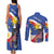 Personalized Filipino-American Couples Matching Tank Maxi Dress and Long Sleeve Button Shirt Philippines Coat Of Arms with Bald Eagle