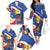 Personalized Filipino-American Family Matching Off The Shoulder Long Sleeve Dress and Hawaiian Shirt Philippines Coat Of Arms with Bald Eagle