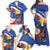 Personalized Filipino-American Family Matching Off Shoulder Maxi Dress and Hawaiian Shirt Philippines Coat Of Arms with Bald Eagle