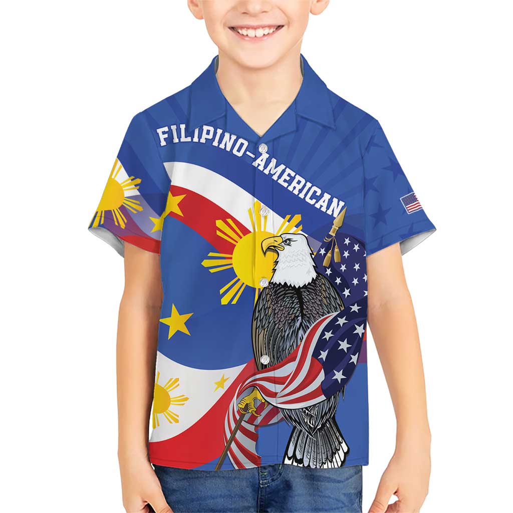 Personalized Filipino-American Kid Hawaiian Shirt Philippines Coat Of Arms with Bald Eagle