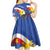 Personalized Filipino-American Kid Short Sleeve Dress Philippines Coat Of Arms with Bald Eagle