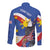 Personalized Filipino-American Long Sleeve Button Shirt Philippines Coat Of Arms with Bald Eagle