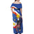 Personalized Filipino-American Off Shoulder Maxi Dress Philippines Coat Of Arms with Bald Eagle